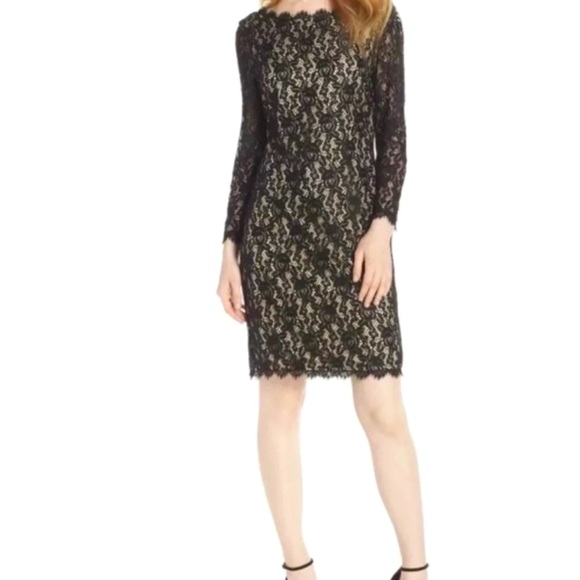 Eliza J Black Lace Cocktail Party Dress Sheath 4